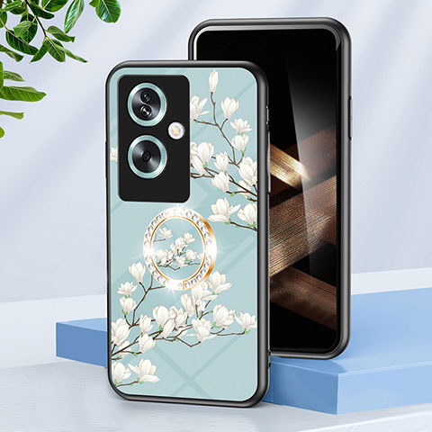 Funda Bumper Silicona Gel Espejo Flores Carcasa S01 para Oppo A79 5G Cian