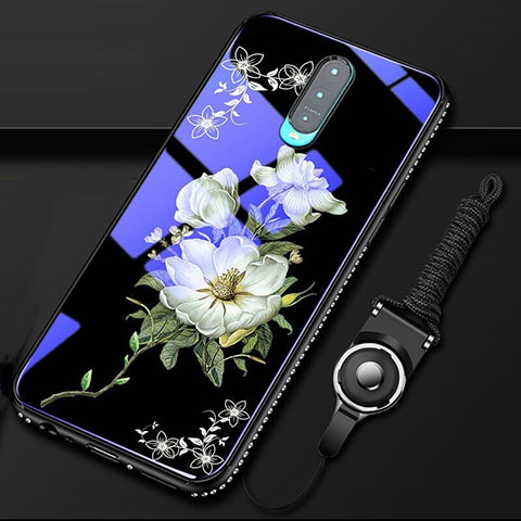 Funda Bumper Silicona Gel Espejo Flores Carcasa S01 para Oppo RX17 Pro Negro