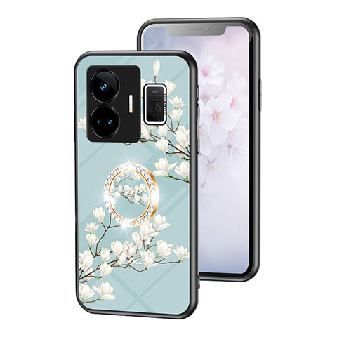 Funda Bumper Silicona Gel Espejo Flores Carcasa S01 para Realme GT Neo5 240W 5G Cian