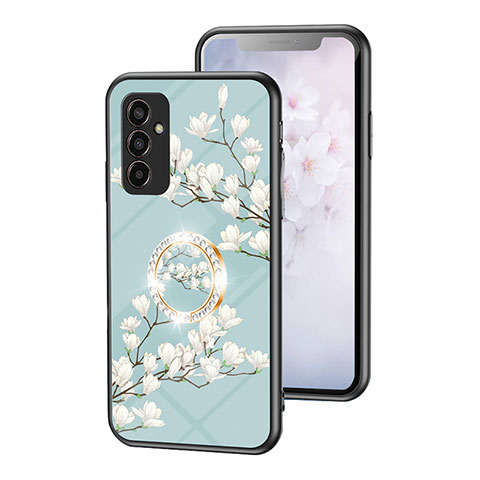 Funda Bumper Silicona Gel Espejo Flores Carcasa S01 para Samsung Galaxy M13 4G Cian