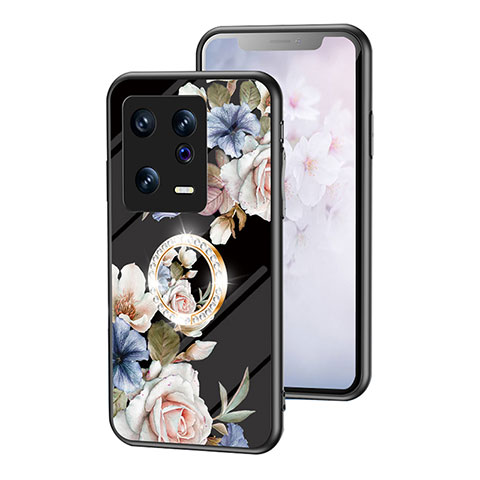 Funda Bumper Silicona Gel Espejo Flores Carcasa S01 para Xiaomi Mi 13 5G Negro