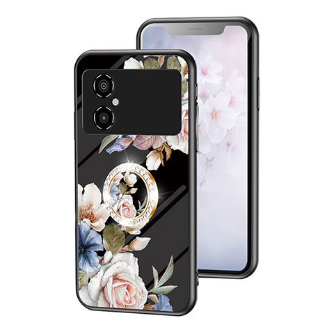 Funda Bumper Silicona Gel Espejo Flores Carcasa S01 para Xiaomi Poco M4 5G Negro