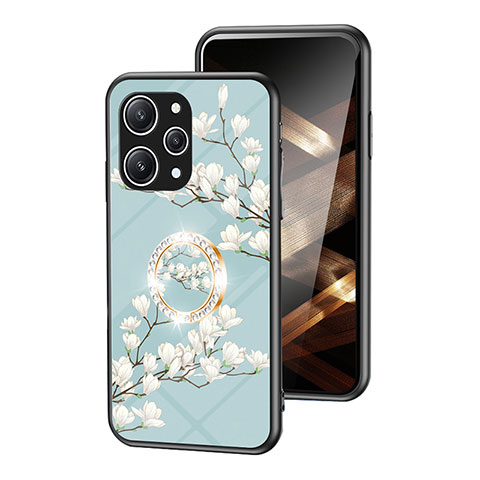 Funda Bumper Silicona Gel Espejo Flores Carcasa S01 para Xiaomi Redmi 12 4G Cian