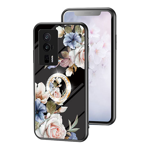 Funda Bumper Silicona Gel Espejo Flores Carcasa S01 para Xiaomi Redmi K60 Pro 5G Negro