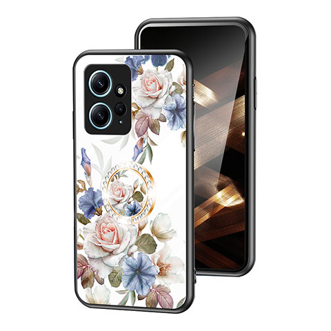 Funda Bumper Silicona Gel Espejo Flores Carcasa S01 para Xiaomi Redmi Note 12 4G Blanco