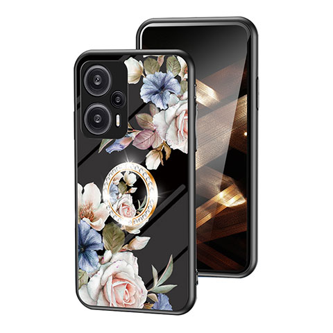 Funda Bumper Silicona Gel Espejo Flores Carcasa S01 para Xiaomi Redmi Note 12 Turbo 5G Negro