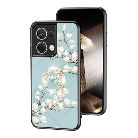 Funda Bumper Silicona Gel Espejo Flores Carcasa S01 para Xiaomi Redmi Note 13 5G Cian