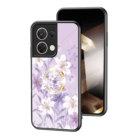 Funda Bumper Silicona Gel Espejo Flores Carcasa S01 para Xiaomi Redmi Note 13 Pro 5G Purpura Claro