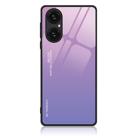 Funda Bumper Silicona Gel Espejo Patron de Moda Carcasa JM1 para Huawei P50 Pro Purpura Claro