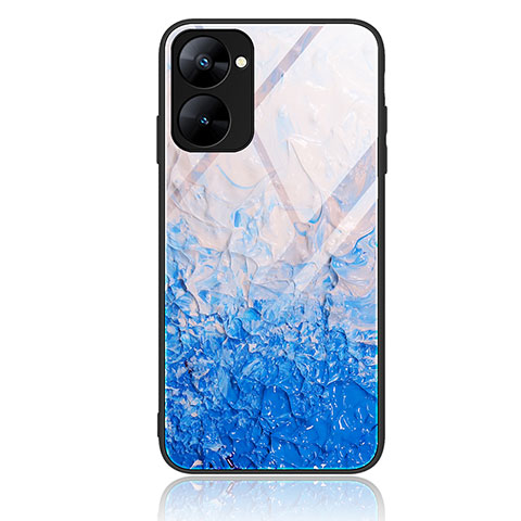 Funda Bumper Silicona Gel Espejo Patron de Moda Carcasa JM1 para Realme V20 5G Azul Cielo