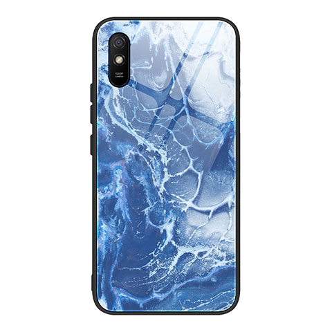 Funda Bumper Silicona Gel Espejo Patron de Moda Carcasa JM1 para Xiaomi Redmi 9A Azul Real