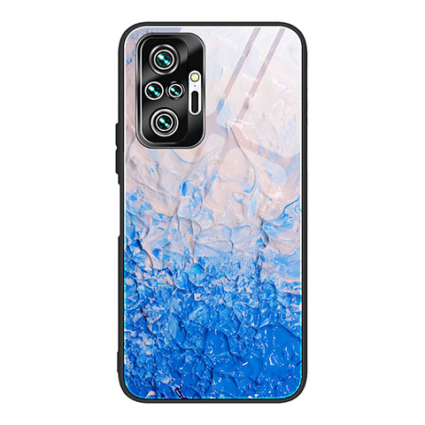 Funda Bumper Silicona Gel Espejo Patron de Moda Carcasa JM1 para Xiaomi Redmi Note 10 Pro 4G Azul