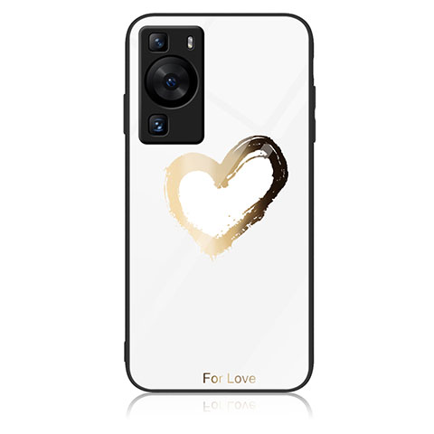 Funda Bumper Silicona Gel Espejo Patron de Moda Carcasa JM2 para Huawei P60 Oro