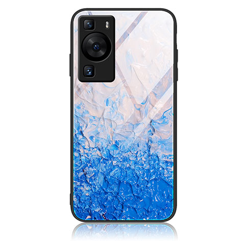 Funda Bumper Silicona Gel Espejo Patron de Moda Carcasa JM3 para Huawei P60 Azul