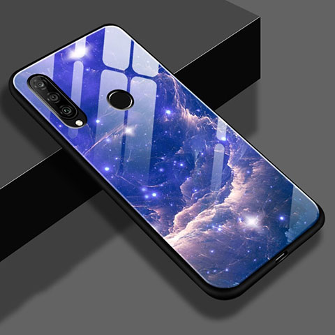 Funda Bumper Silicona Gel Espejo Patron de Moda Carcasa K01 para Huawei P30 Lite New Edition Azul Cielo