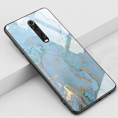 Funda Bumper Silicona Gel Espejo Patron de Moda Carcasa K01 para Xiaomi Mi 9T Cian