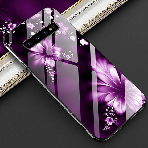 Funda Bumper Silicona Gel Espejo Patron de Moda Carcasa K04 para Samsung Galaxy S10 Morado