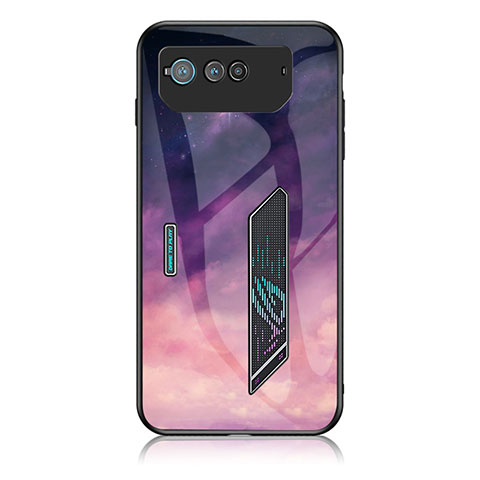 Funda Bumper Silicona Gel Espejo Patron de Moda Carcasa LS1 para Asus ROG Phone 6 Morado