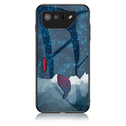 Funda Bumper Silicona Gel Espejo Patron de Moda Carcasa LS1 para Asus ROG Phone 7 Pro Azul