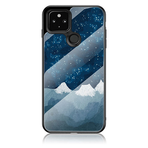 Funda Bumper Silicona Gel Espejo Patron de Moda Carcasa LS1 para Google Pixel 5 Azul