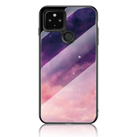 Funda Bumper Silicona Gel Espejo Patron de Moda Carcasa LS1 para Google Pixel 5 XL 5G Morado