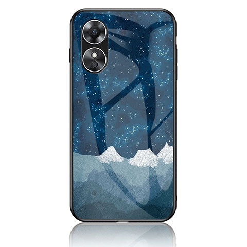 Funda Bumper Silicona Gel Espejo Patron de Moda Carcasa LS1 para Oppo A17 Azul