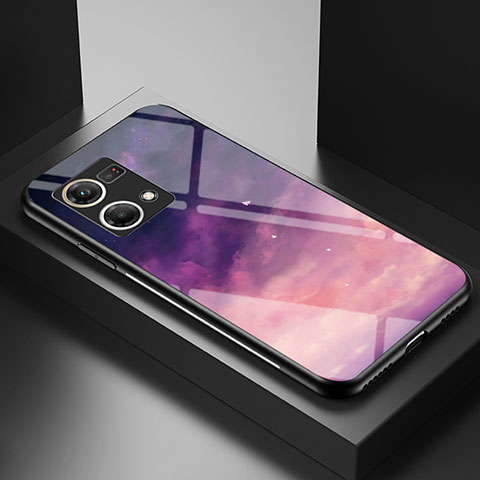 Funda Bumper Silicona Gel Espejo Patron de Moda Carcasa LS1 para Oppo F21 Pro 4G Morado