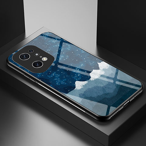 Funda Bumper Silicona Gel Espejo Patron de Moda Carcasa LS1 para Oppo Find X5 Pro 5G Azul