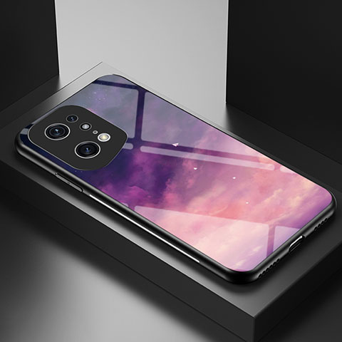 Funda Bumper Silicona Gel Espejo Patron de Moda Carcasa LS1 para Oppo Find X5 Pro 5G Morado