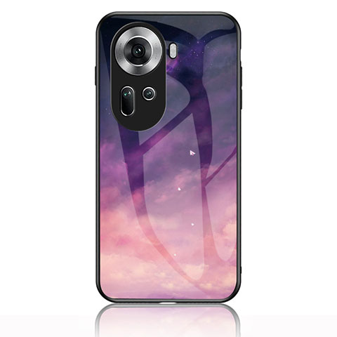 Funda Bumper Silicona Gel Espejo Patron de Moda Carcasa LS1 para Oppo Reno11 5G Morado