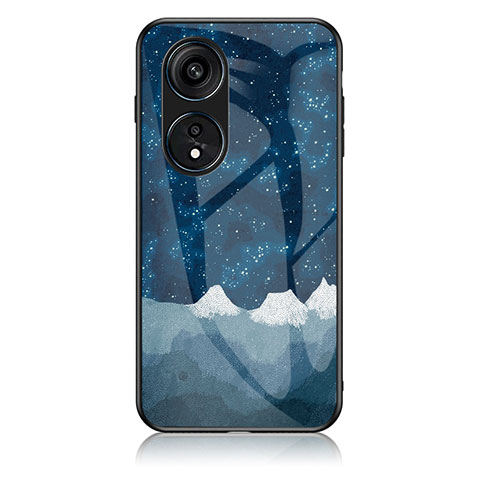 Funda Bumper Silicona Gel Espejo Patron de Moda Carcasa LS1 para Oppo Reno8 T 4G Azul