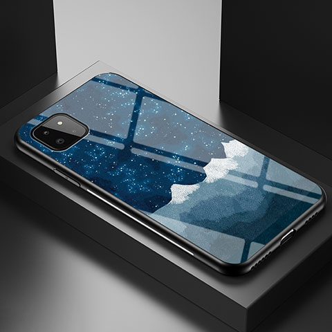 Funda Bumper Silicona Gel Espejo Patron de Moda Carcasa LS1 para Samsung Galaxy A22 5G Azul