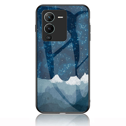 Funda Bumper Silicona Gel Espejo Patron de Moda Carcasa LS1 para Vivo V25 Pro 5G Azul