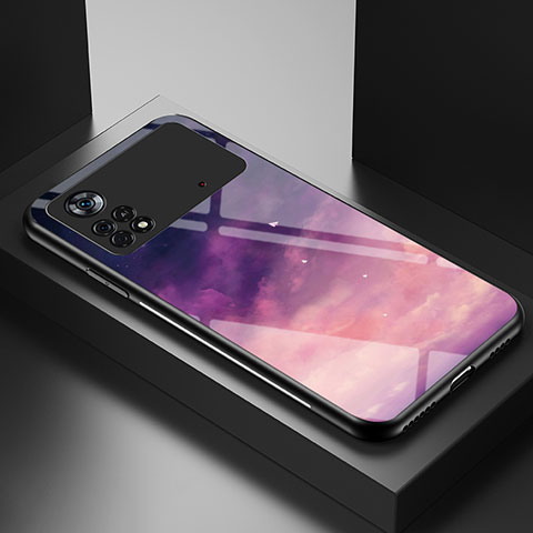 Funda Bumper Silicona Gel Espejo Patron de Moda Carcasa LS1 para Xiaomi Poco X4 Pro 5G Morado