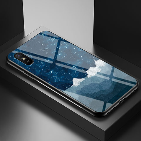 Funda Bumper Silicona Gel Espejo Patron de Moda Carcasa LS1 para Xiaomi Redmi 9AT Azul