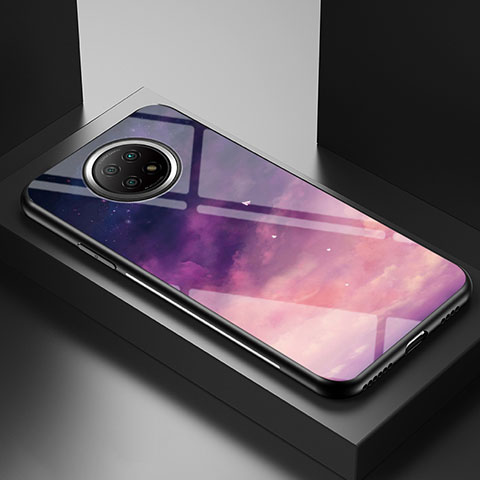 Funda Bumper Silicona Gel Espejo Patron de Moda Carcasa LS1 para Xiaomi Redmi Note 9 5G Morado