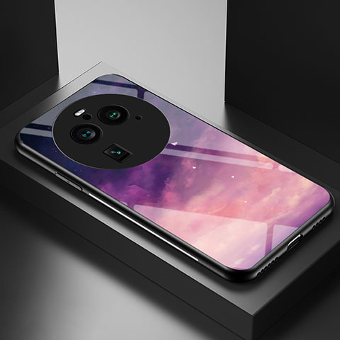 Funda Bumper Silicona Gel Espejo Patron de Moda Carcasa LS2 para Oppo Find X6 5G Morado