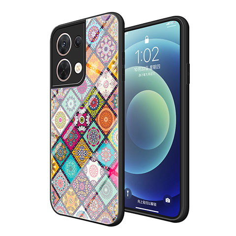 Funda Bumper Silicona Gel Espejo Patron de Moda Carcasa LS2 para Oppo Reno8 5G Multicolor