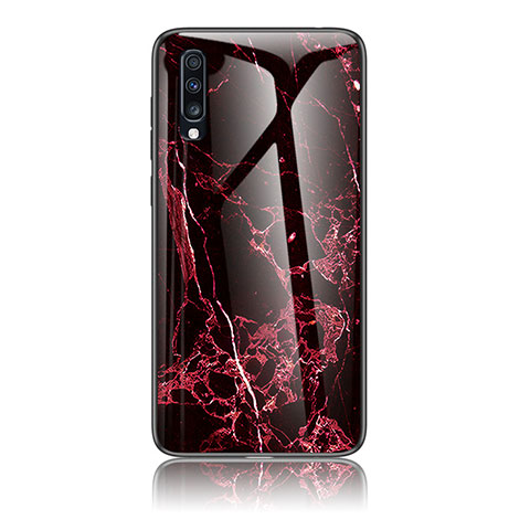 Funda Bumper Silicona Gel Espejo Patron de Moda Carcasa LS2 para Samsung Galaxy A70S Rojo