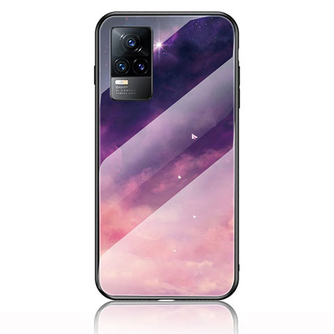 Funda Bumper Silicona Gel Espejo Patron de Moda Carcasa LS2 para Vivo V21e 4G Morado