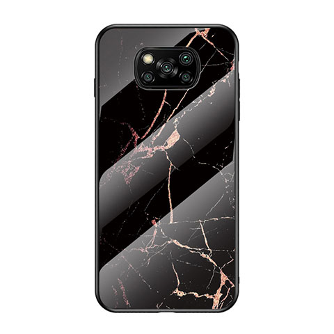 Funda Bumper Silicona Gel Espejo Patron de Moda Carcasa LS2 para Xiaomi Poco X3 NFC Oro y Negro