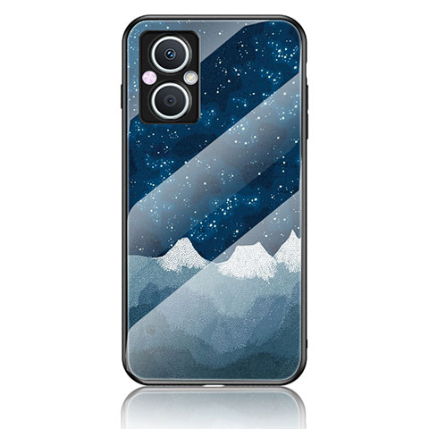 Funda Bumper Silicona Gel Espejo Patron de Moda Carcasa LS4 para Oppo A96 5G Azul