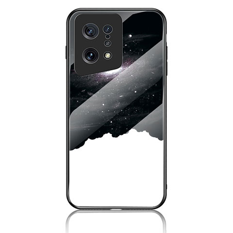 Funda Bumper Silicona Gel Espejo Patron de Moda Carcasa LS4 para Oppo Find X5 5G Negro