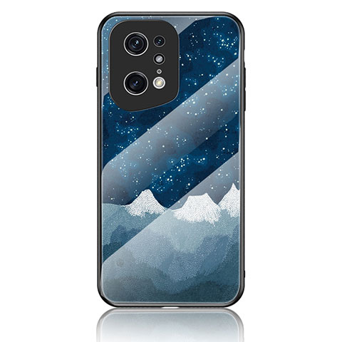 Funda Bumper Silicona Gel Espejo Patron de Moda Carcasa LS4 para Oppo Find X5 Pro 5G Azul