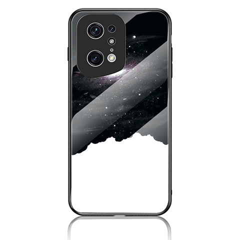 Funda Bumper Silicona Gel Espejo Patron de Moda Carcasa LS4 para Oppo Find X5 Pro 5G Negro