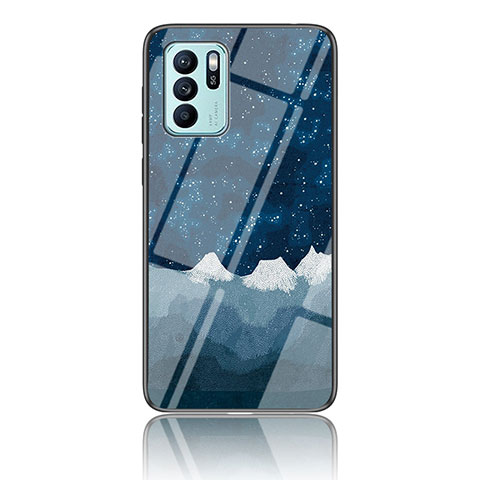 Funda Bumper Silicona Gel Espejo Patron de Moda Carcasa LS4 para Oppo Reno6 Z 5G Azul