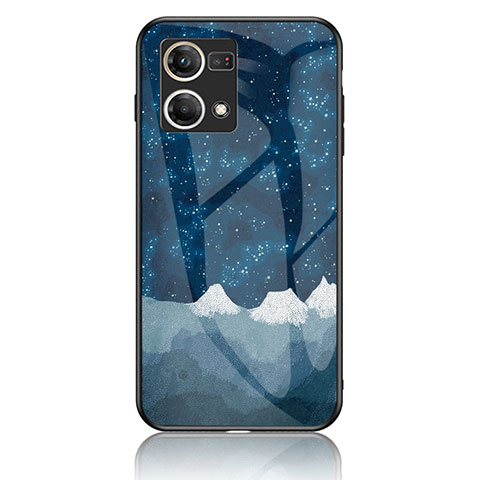 Funda Bumper Silicona Gel Espejo Patron de Moda Carcasa LS4 para Oppo Reno7 4G Azul