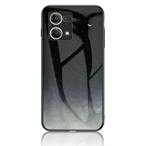 Funda Bumper Silicona Gel Espejo Patron de Moda Carcasa LS4 para Oppo Reno7 4G Gris