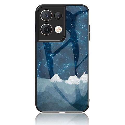 Funda Bumper Silicona Gel Espejo Patron de Moda Carcasa LS4 para Oppo Reno8 Pro+ Plus 5G Azul