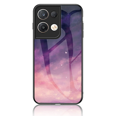 Funda Bumper Silicona Gel Espejo Patron de Moda Carcasa LS4 para Oppo Reno9 Pro+ Plus 5G Morado